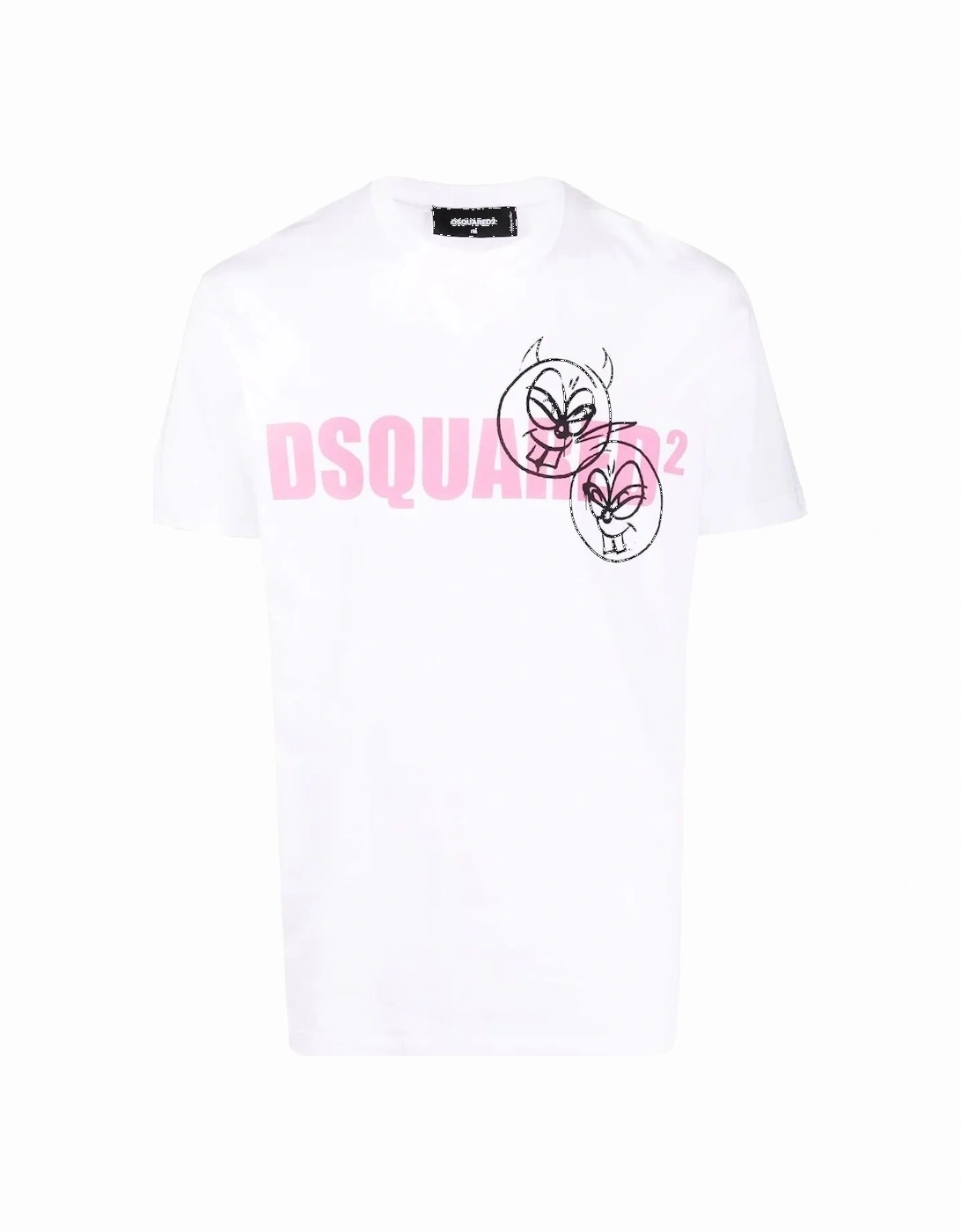 Doodle Logo Face Cotton T-shirt in White, 6 of 5