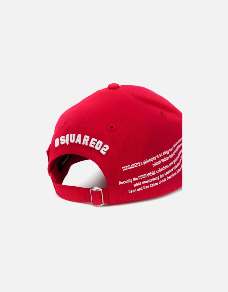 ICON Embroidered Baseball Cap in Red