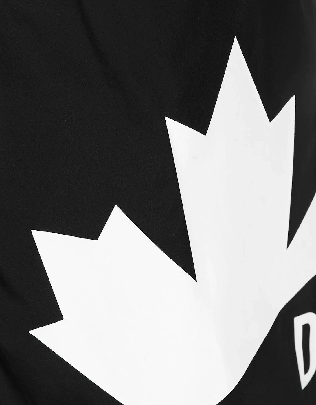 Maple Leaf Logo Print Swim Shorts in Black