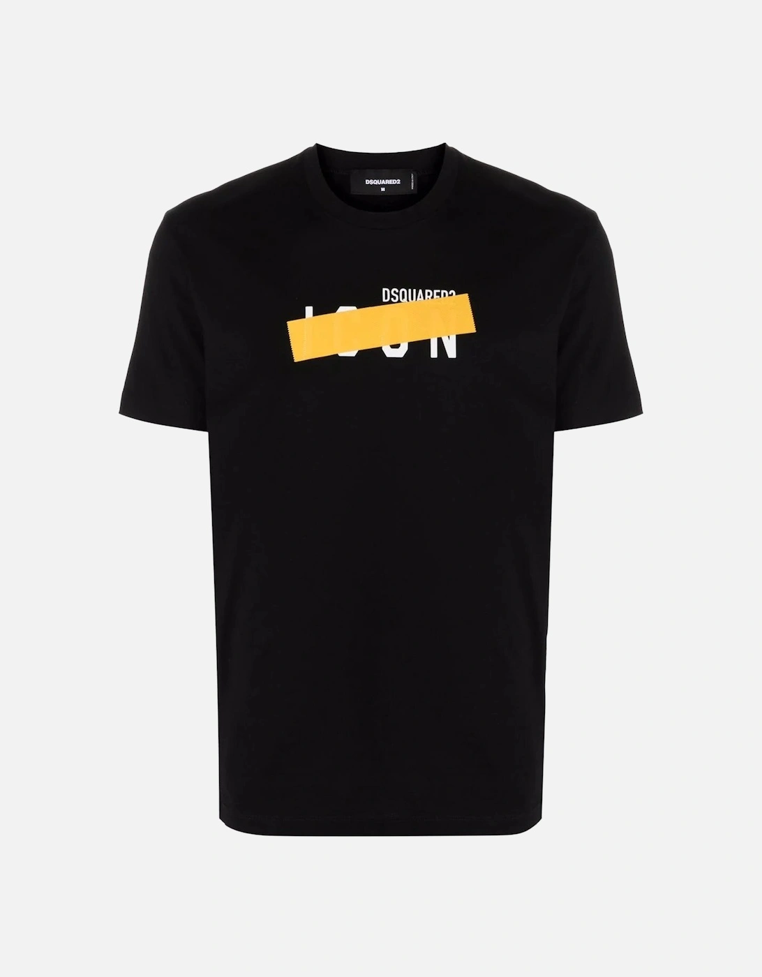 Yellow Icon Tape Detail Cotton T-shirt in Black, 6 of 5