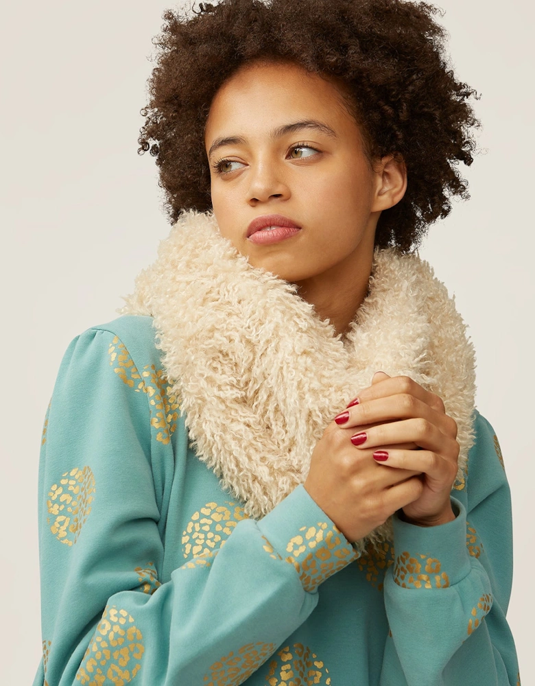 Teddy Faux Fur Mongolian Snood - Cream