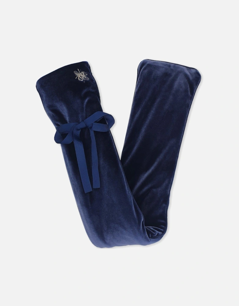 Velvet Long Hot Water Bottle - Denim Blue