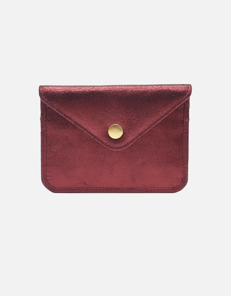 Marlin Metallic Leather Cardholder - Burgundy