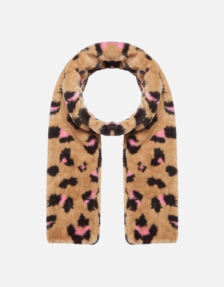 Ari Double Layer Scarf - Camel Leopard