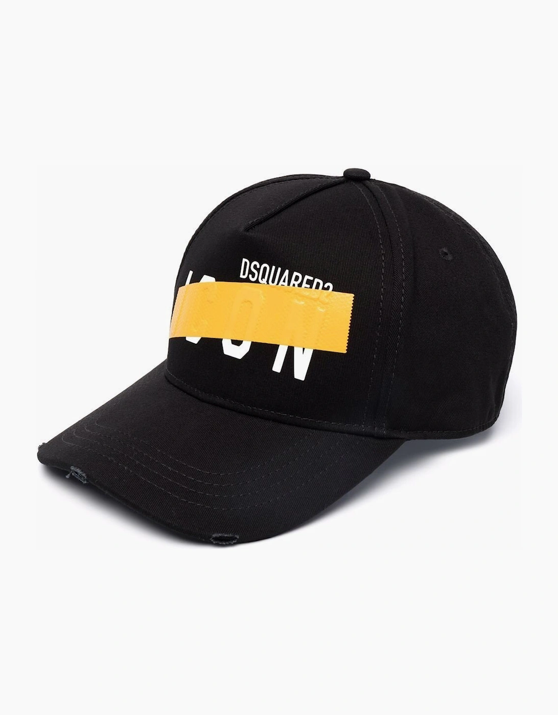 Dsquared2 Men's Black Taped Be Icon Six-Panel Cap In & Yellow - Size: One Size