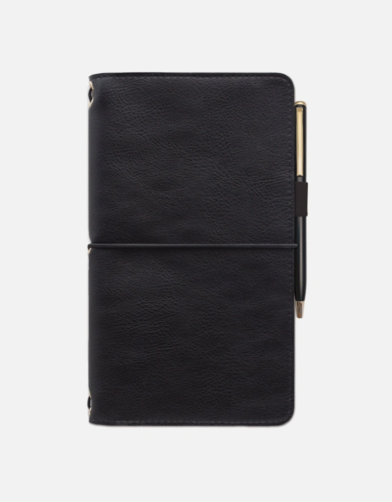 Vegan Leather Planner with Pen - Black