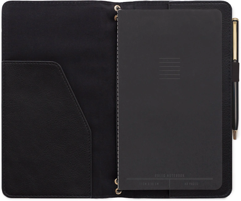 Vegan Leather Planner with Pen - Black