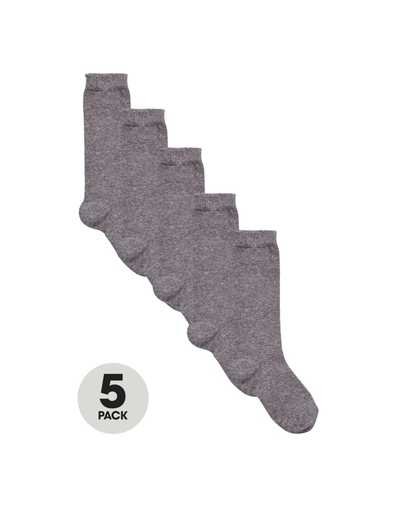 Girls Knee High Socks 5 Pack - Grey
