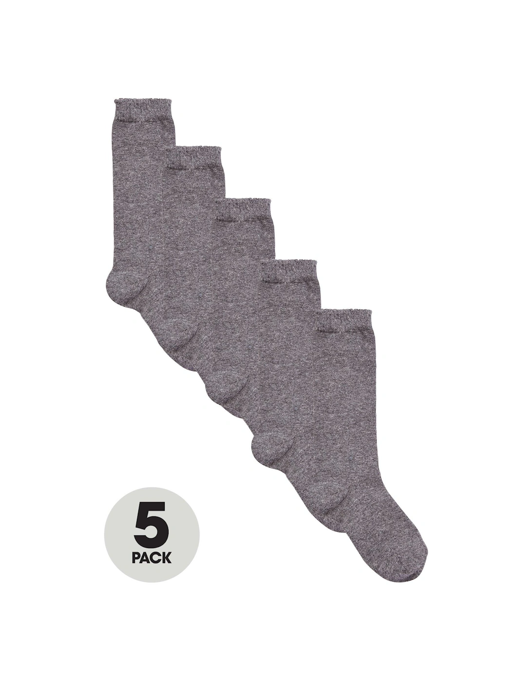 Girls Knee High Socks 5 Pack - Grey, 2 of 1