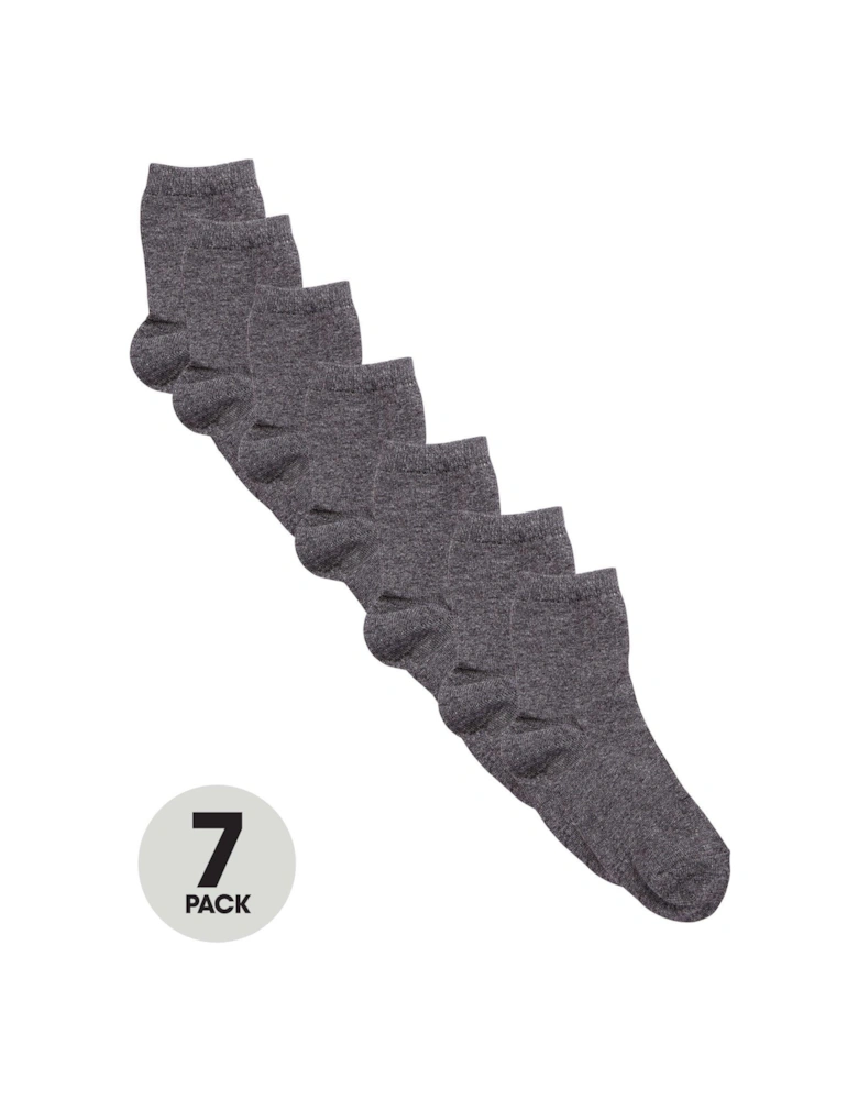 Unisex 7 Pack School Ankle Socks - Grey