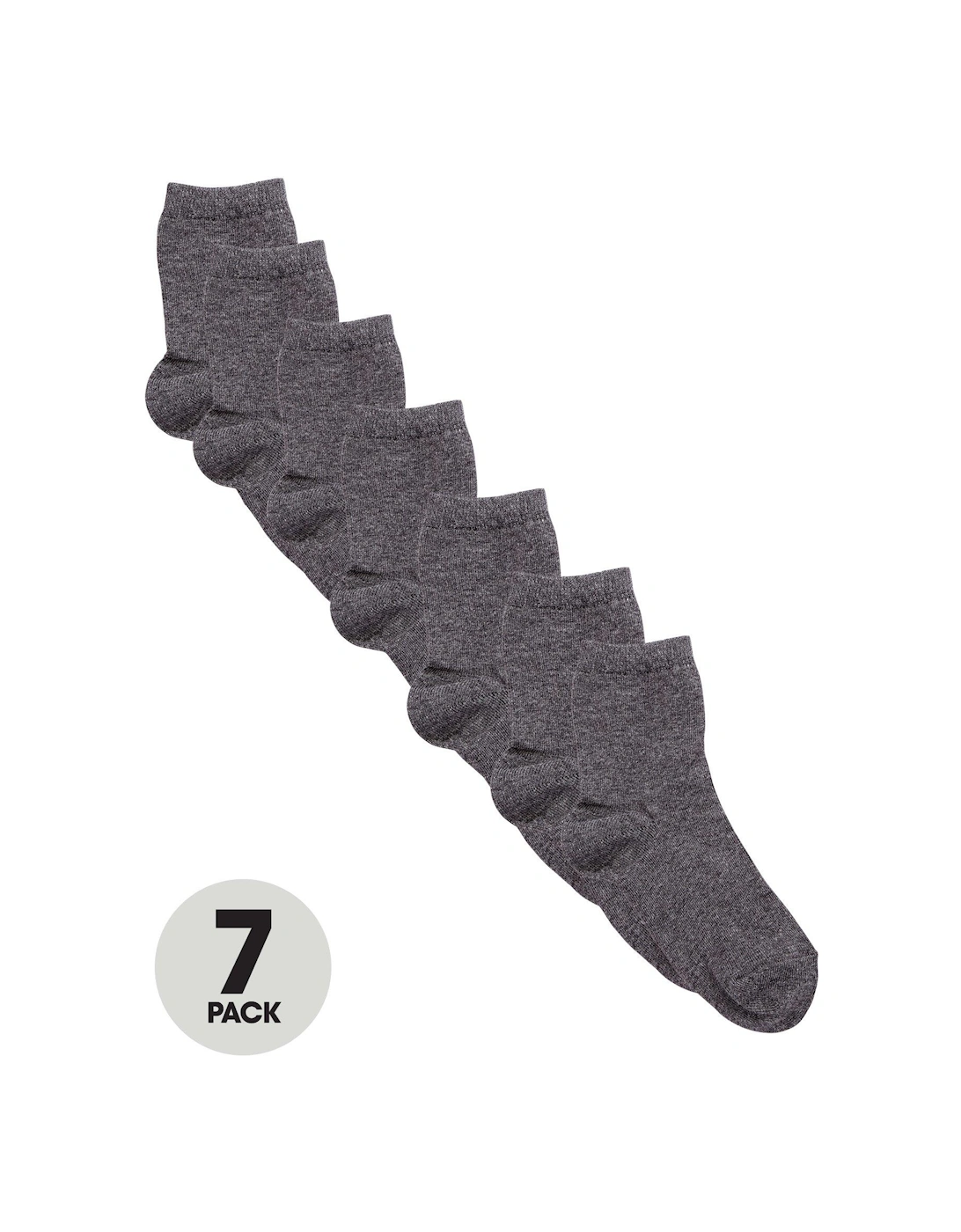 Unisex 7 Pack School Ankle Socks - Grey, 2 of 1