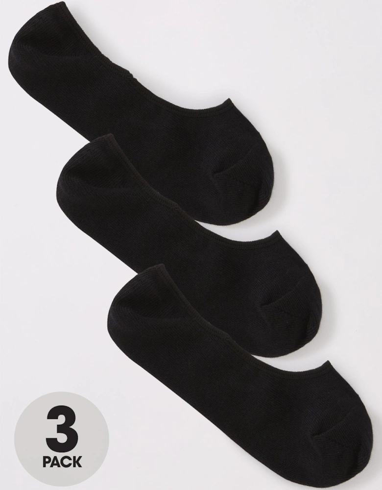 3 Pack of Invisible Trainer Liner Socks With Heel Grips - Black