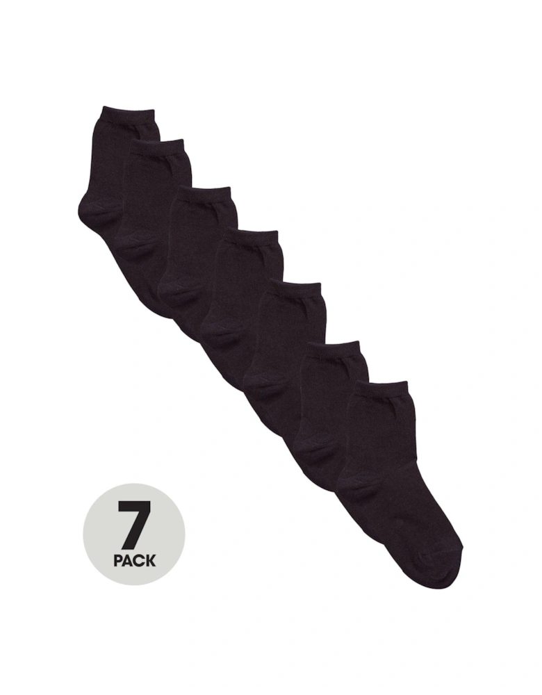 7 Pack Unisex Ankle Socks - Black