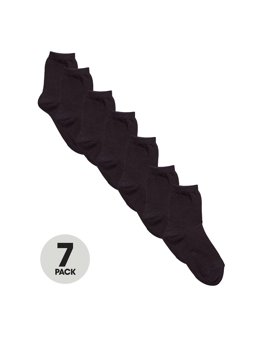 7 Pack Unisex Ankle Socks - Black, 4 of 3