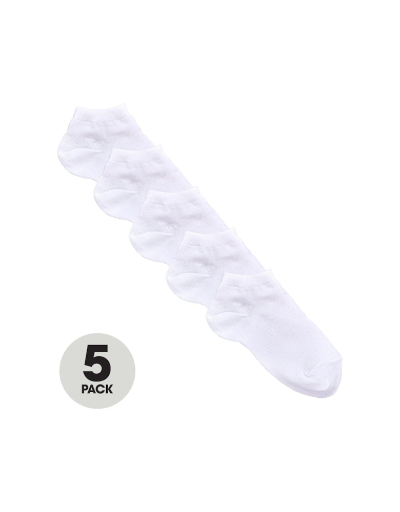 5 Pack Unisex Trainer Liner Socks - White