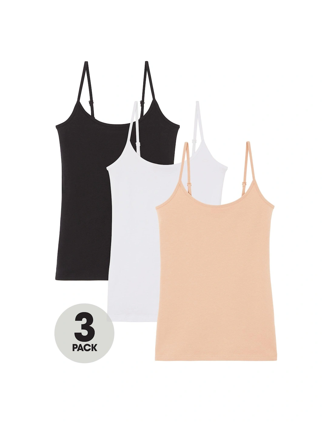 The Essential 3 Pack Cami Top - Black, White, Nude, 8 of 7