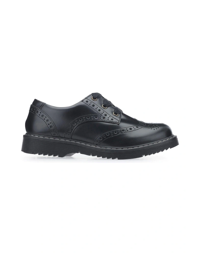 STARTRITE Impulsive Girls Lace Up Brogue Chunky Sole Leather School Shoes  - Black