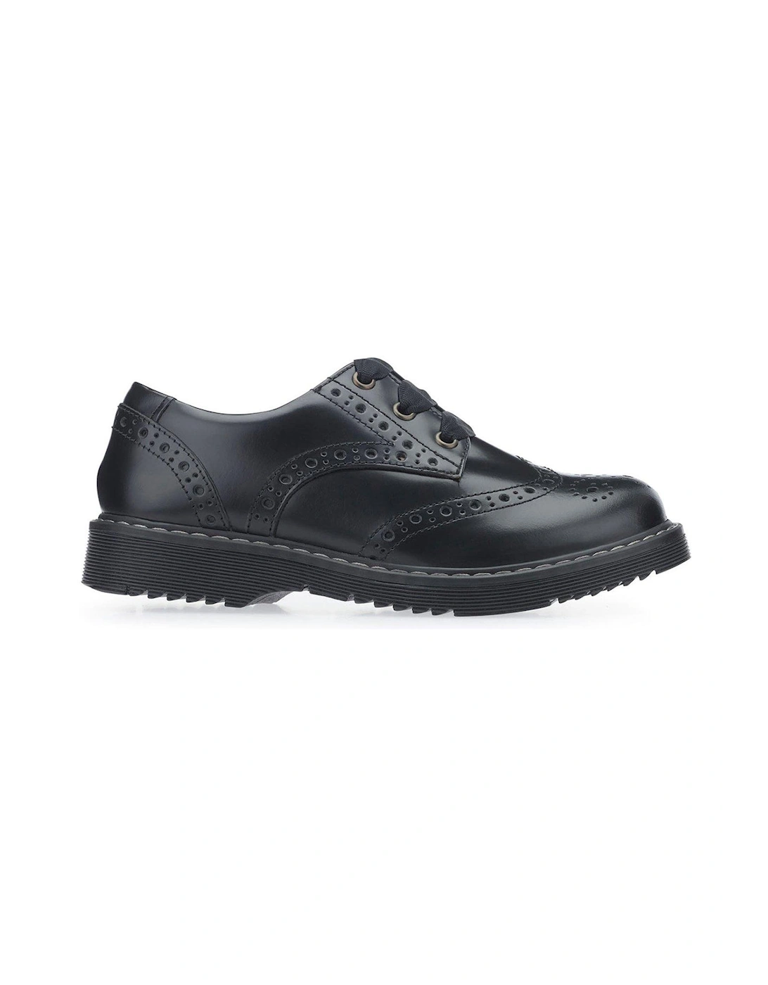 STARTRITE Impulsive Girls Lace Up Brogue Chunky Sole Leather School Shoes  - Black, 2 of 1