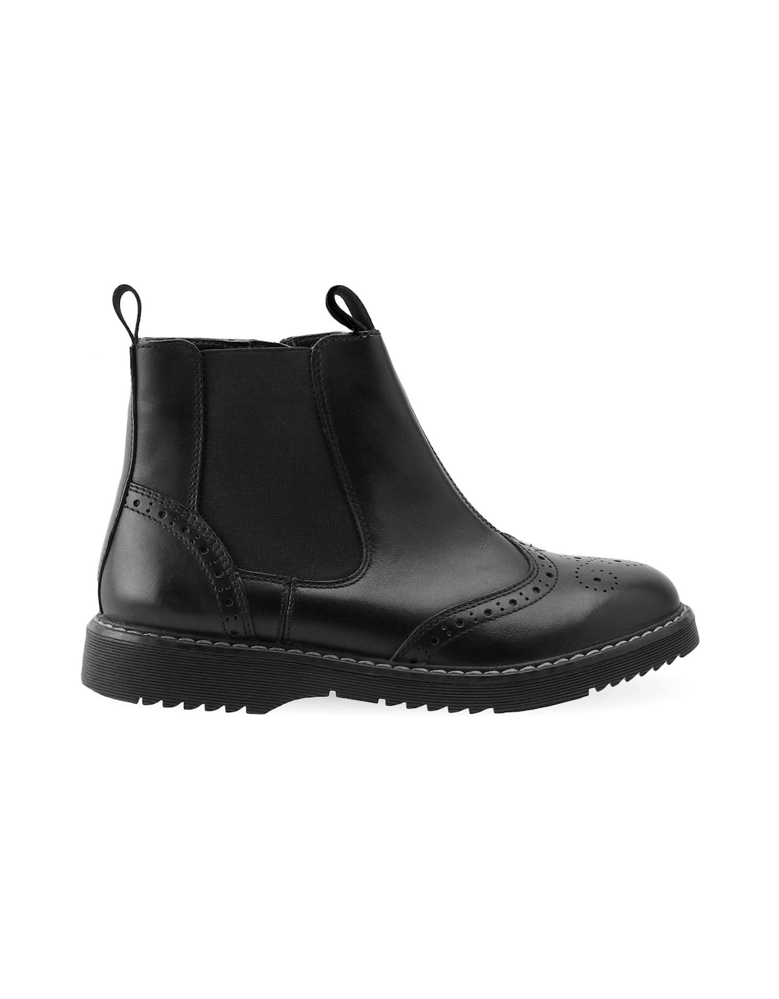 Revolution Girls Black Leather Zip Up Pull On Chelsea School Boots With Chunky Sole - Black, 2 of 1