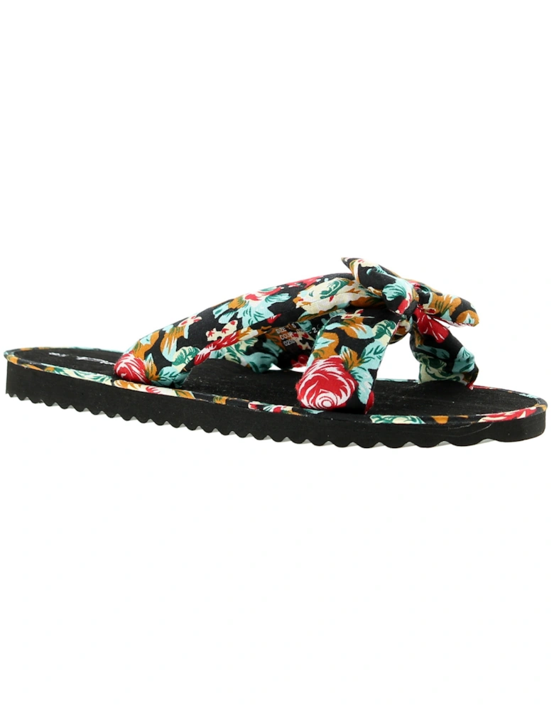 Womens Flip Flops Kiley Slip On black floral UK Size