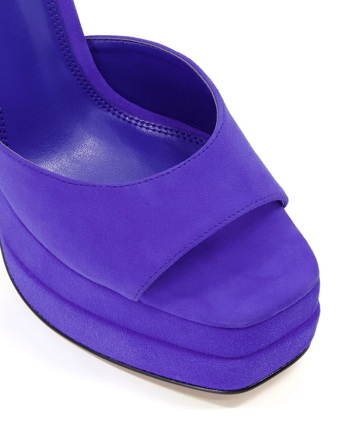 Ladies Mega - Suede Flare-Heeled Platform Sandals