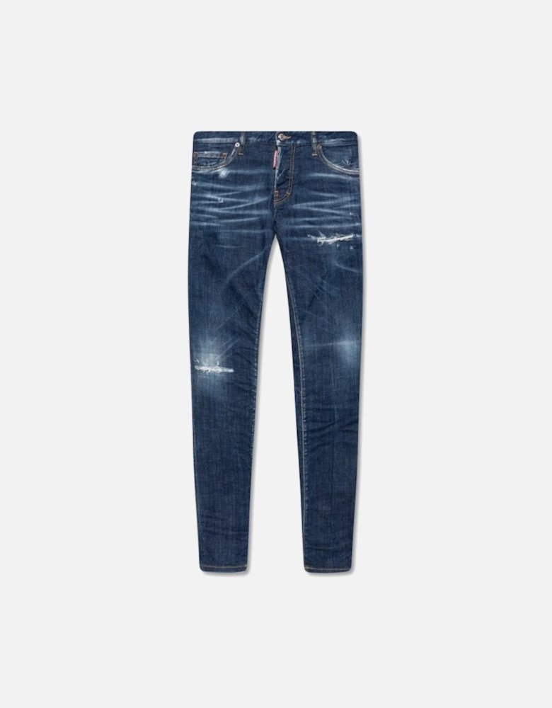 Cotton Rip and Repair Mid Wash Slim Fit Jeans