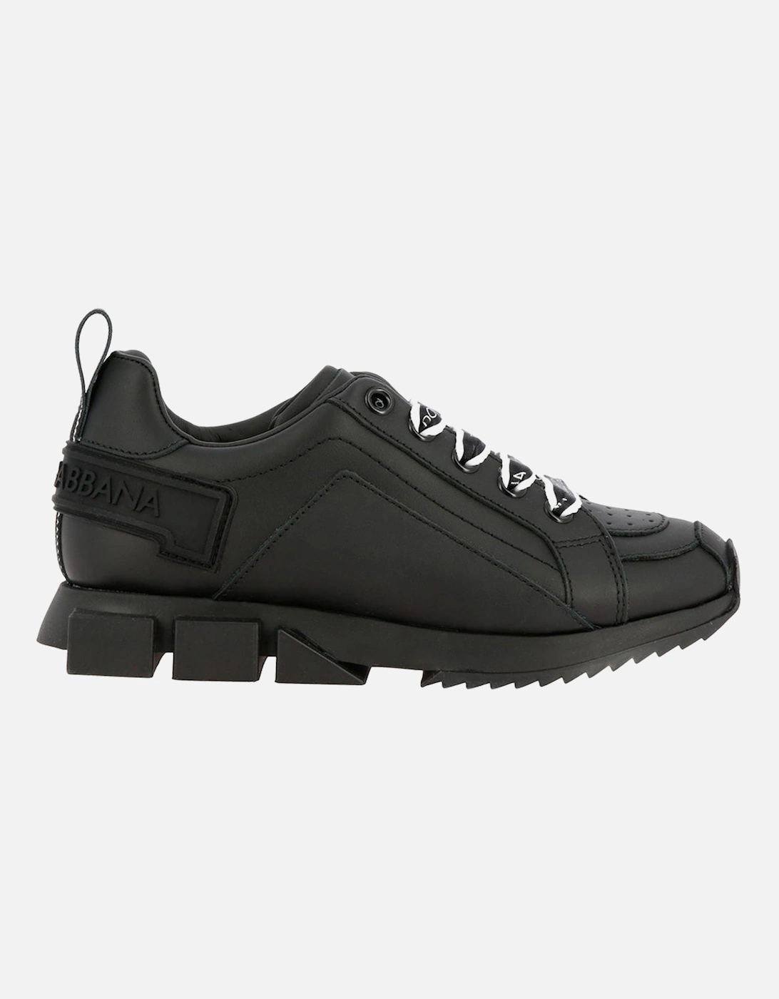 Boys Leather Logo Trainers Black, 4 of 3