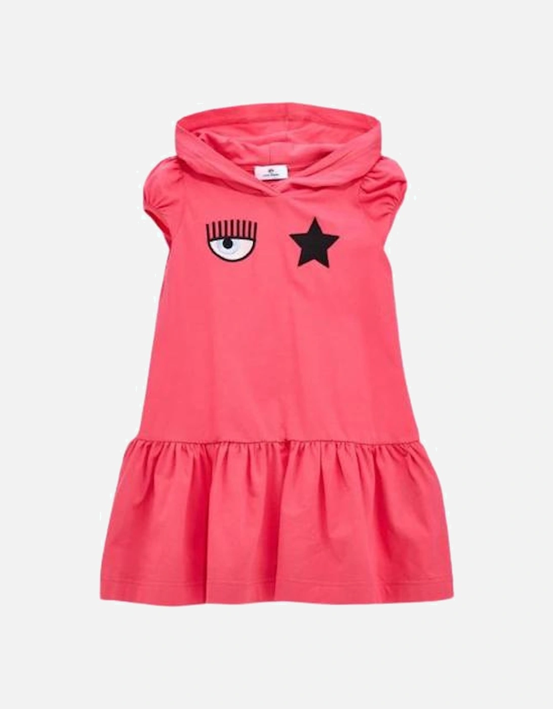 Girls Pink Logo Hooded Dress, 4 of 3