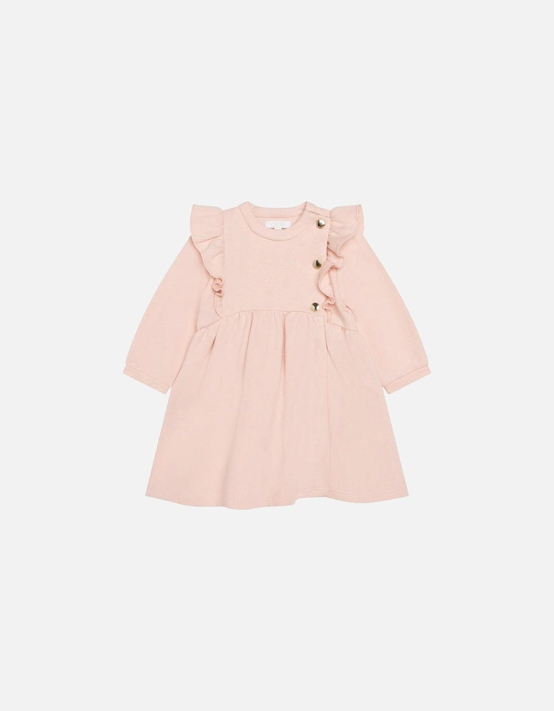 Baby Girls Pink Flounce Dress, 3 of 2