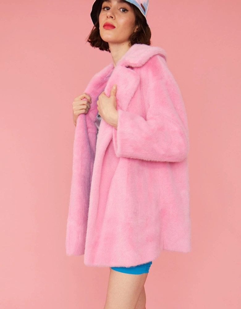 Pink Faux Fur Duchess Midi Coat