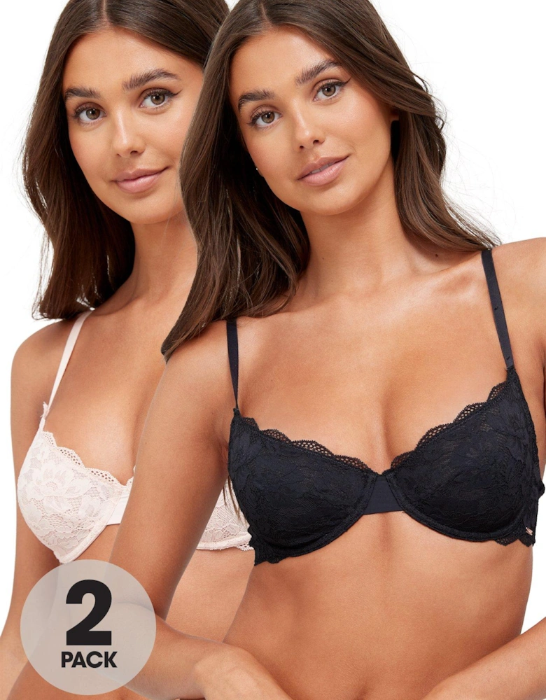 Rosa Lace Non Pad Bra (2 Pack) - Black/Pink