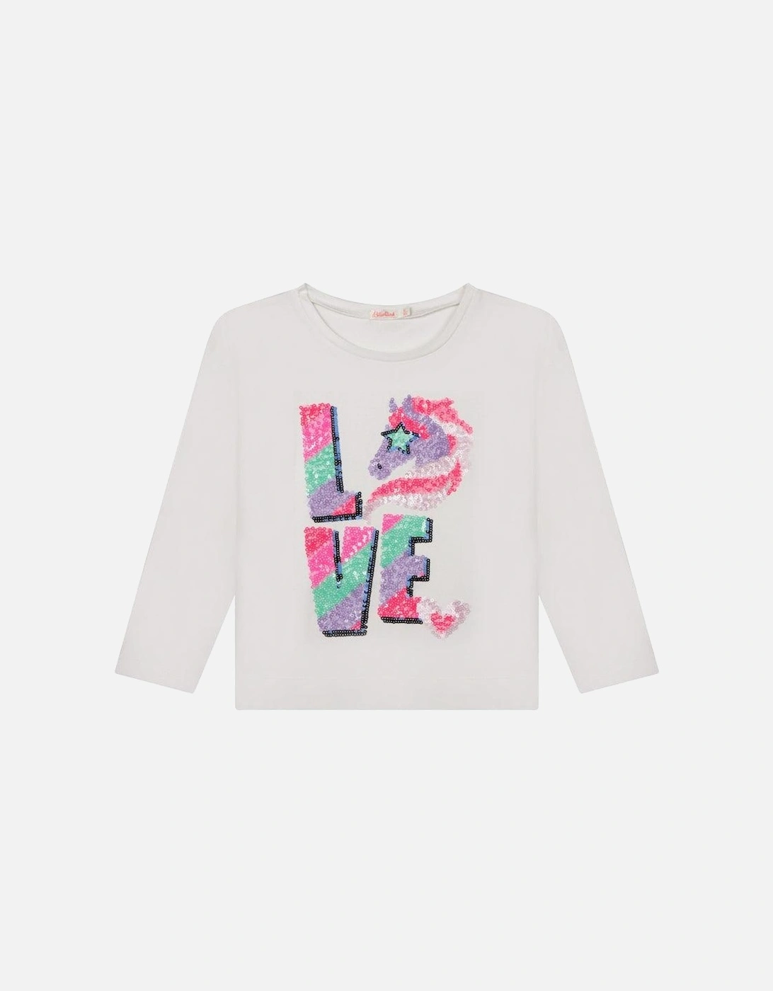 Girls Ivory Unicorn Long Sleeve T-Shirt, 3 of 2