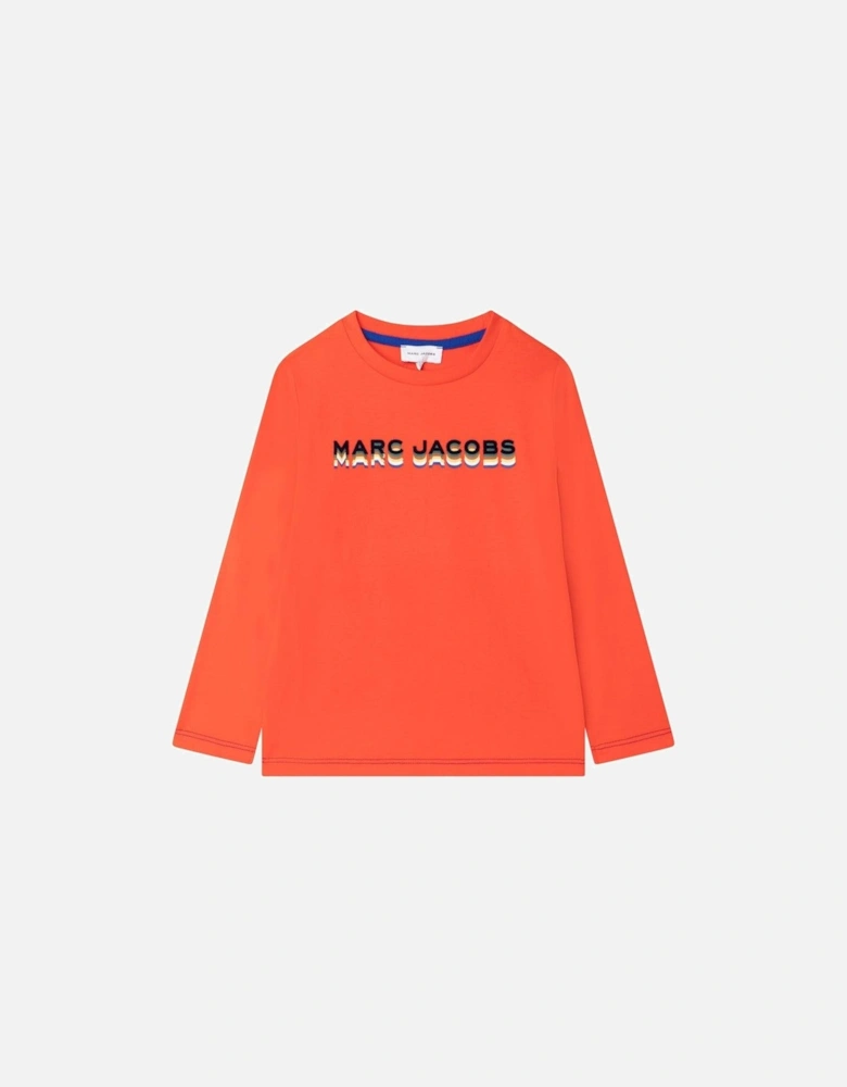 Boys Peach 3D Logo Long Sleeve T-Shirt