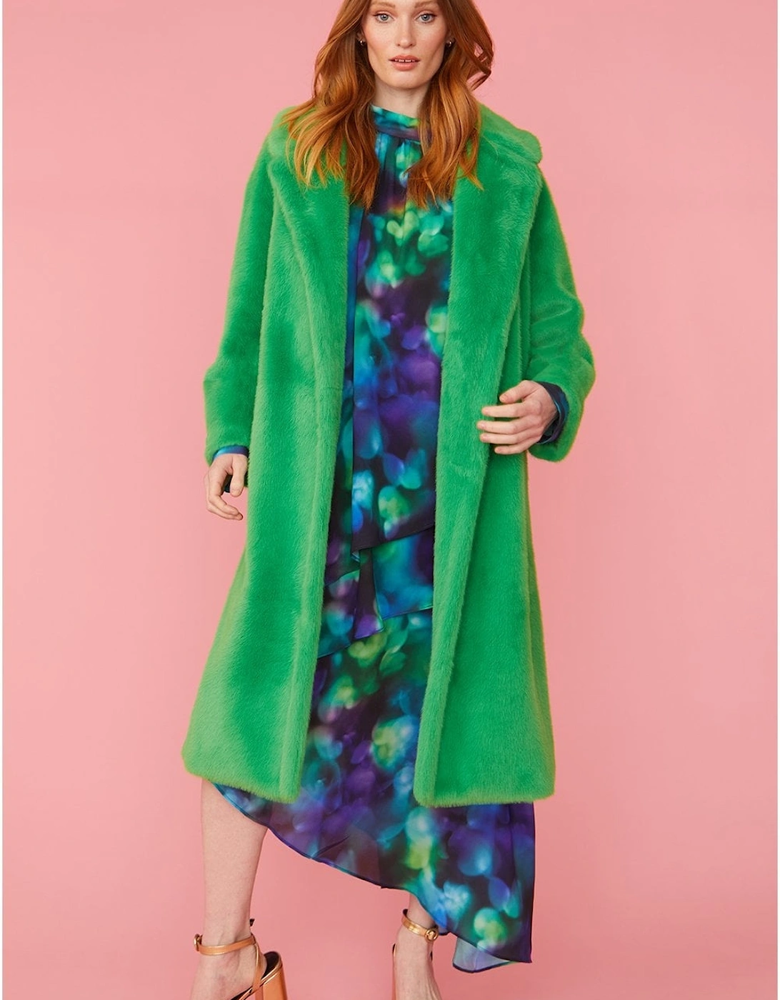 Green Faux Fur Midi Coat, 7 of 6