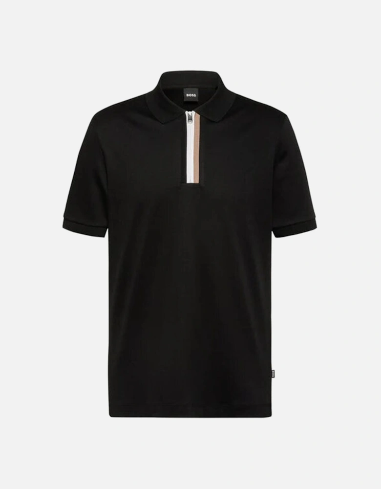Mens Zip Polo Shirt Black