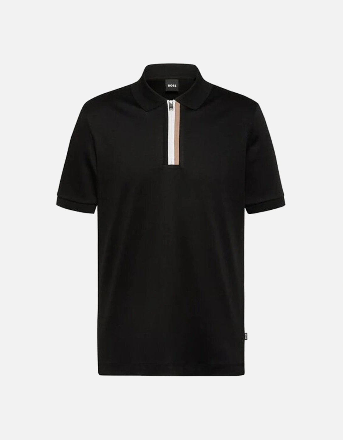 Mens Zip Polo Shirt Black, 3 of 2
