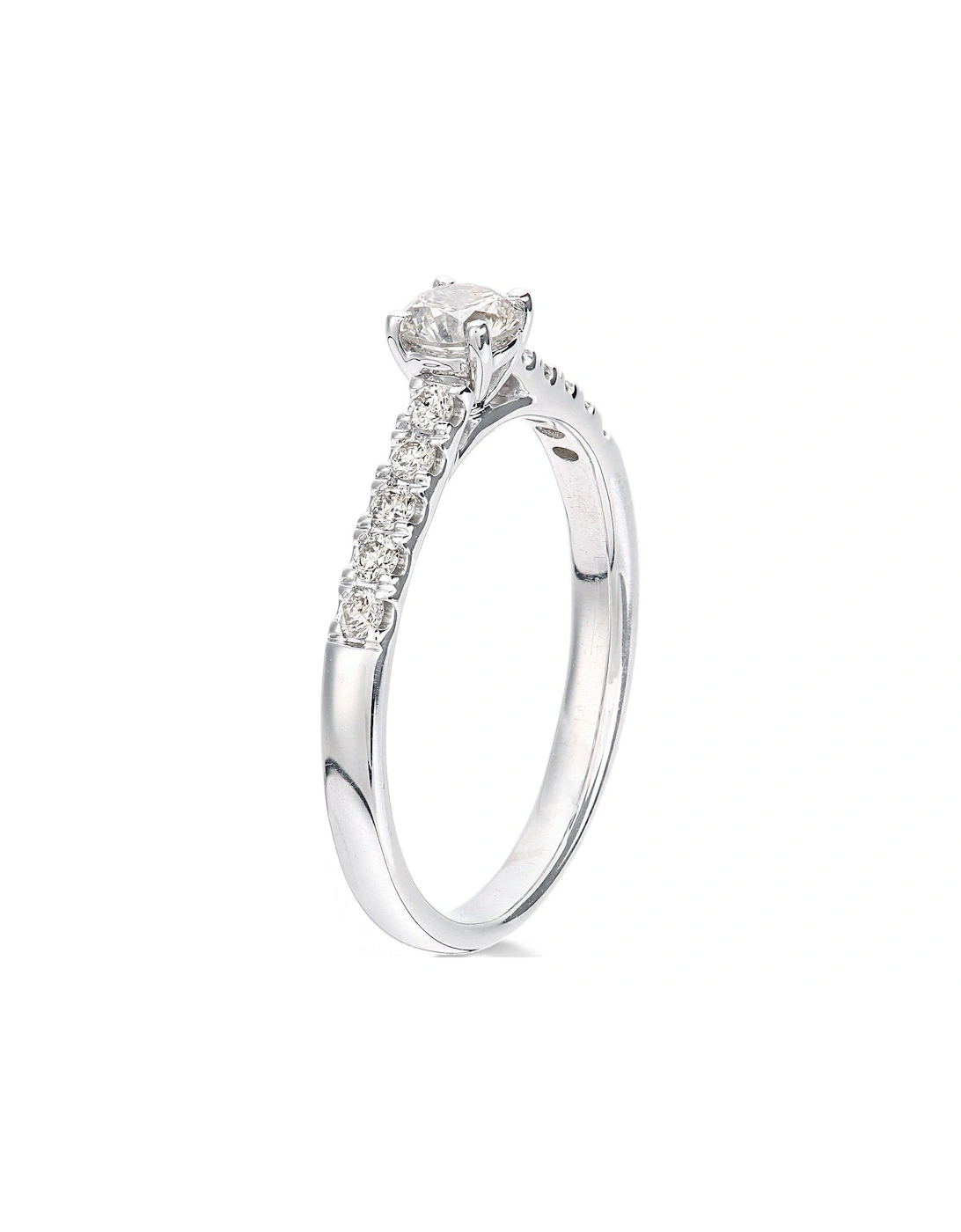 9ct White Gold 50 Point Total Diamond Solitaire Ring with Diamond Micro Set Shoulders