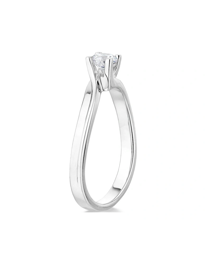 9ct White Gold 4 Claw Twist Design 0.25ct Diamond Solitaire Ring