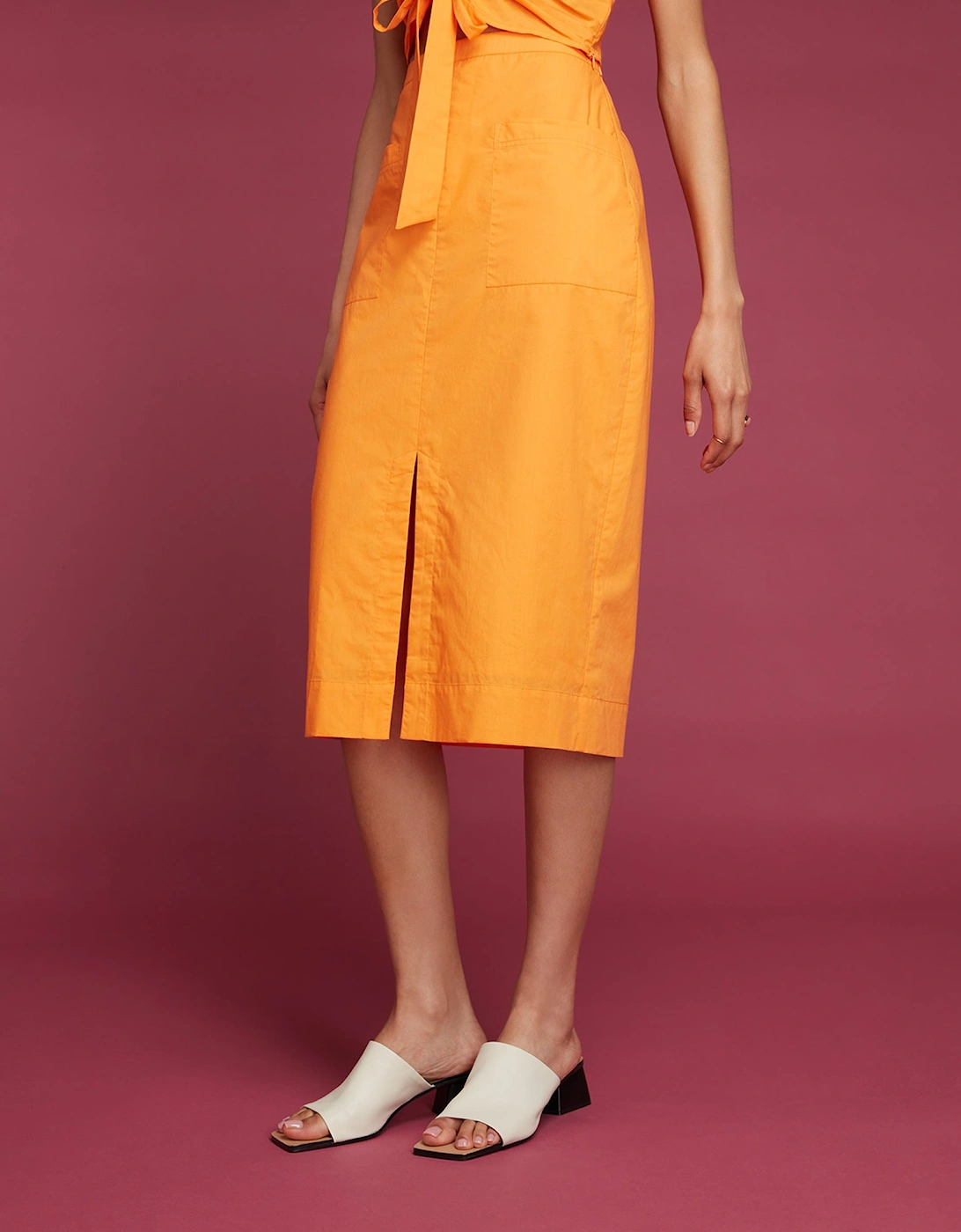 Hilda Midi Skirt in Orange