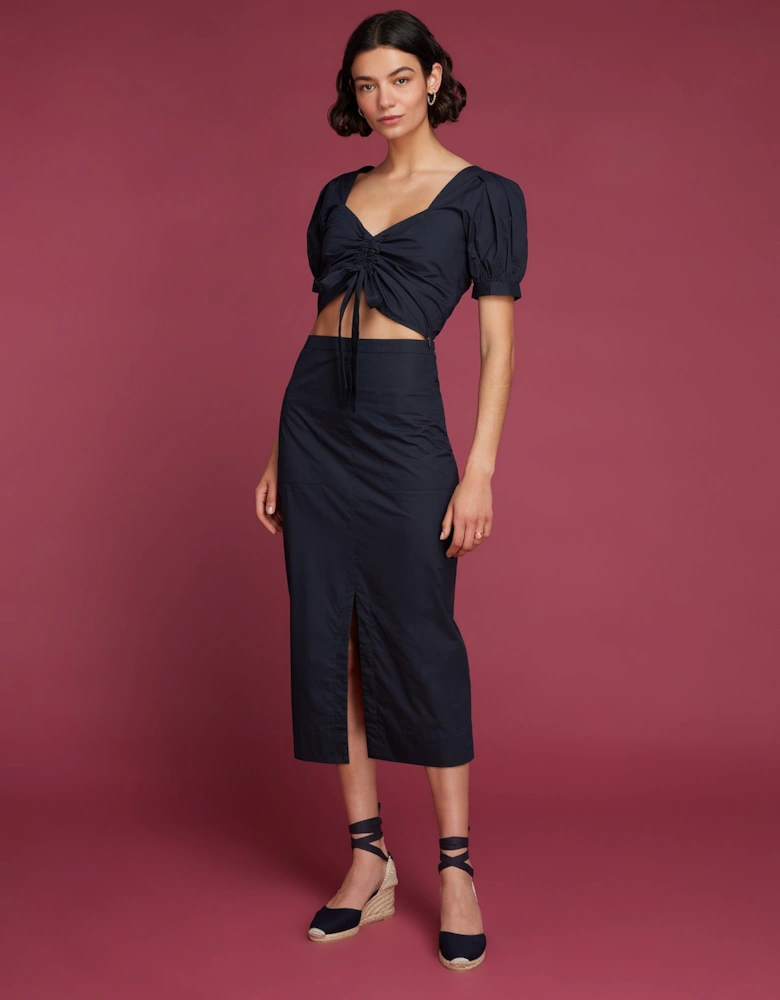 Huda Ruched Top in Dark Navy