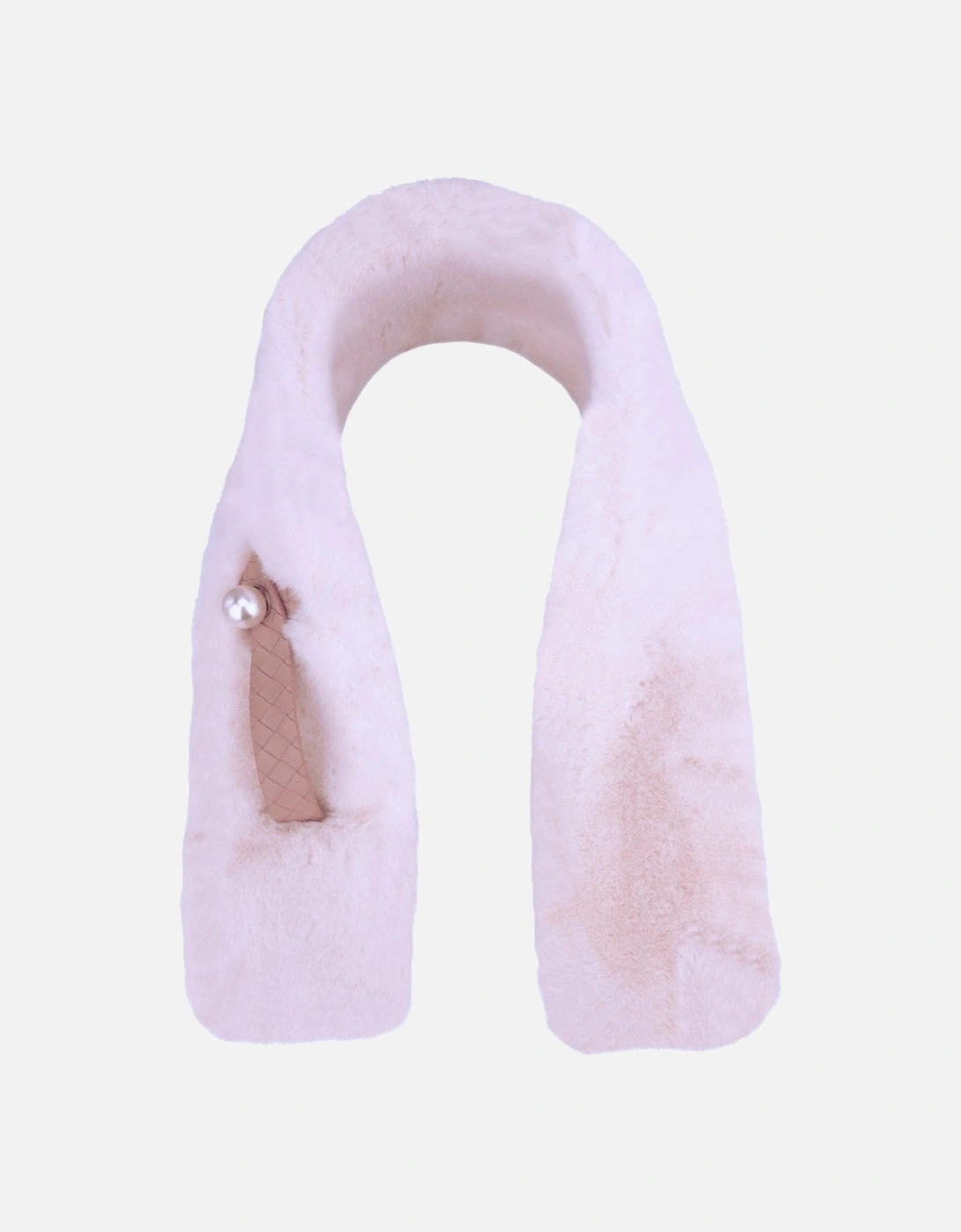 Cream Faux Fur Scarf with Pearl Detail, 3 of 2