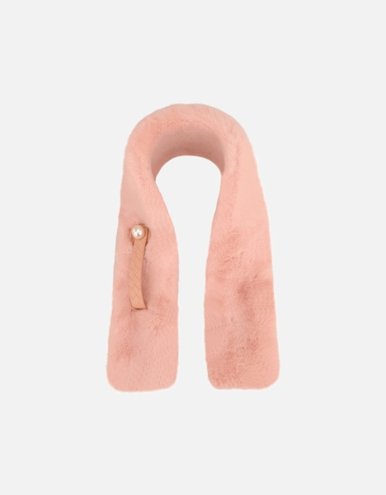 Pink Faux Fur Scarf with Pearl Detail
