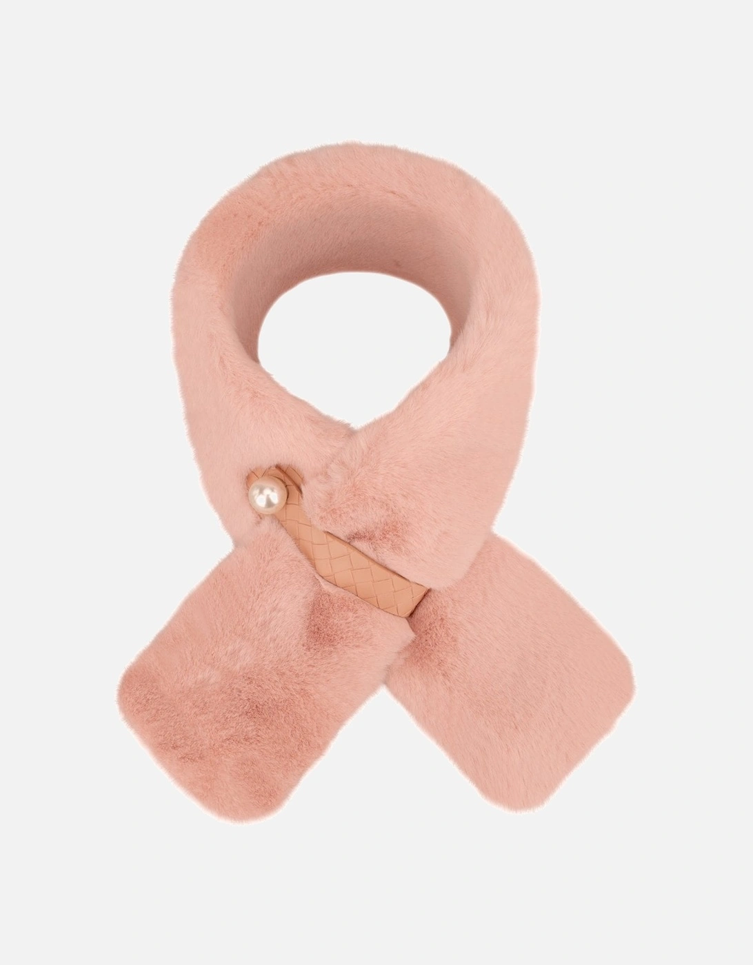 Pink Faux Fur Scarf with Pearl Detail