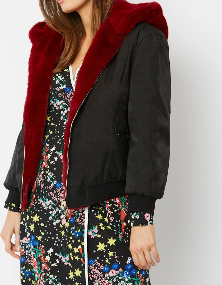 Faux Fur & Polyester Reversible Jacket