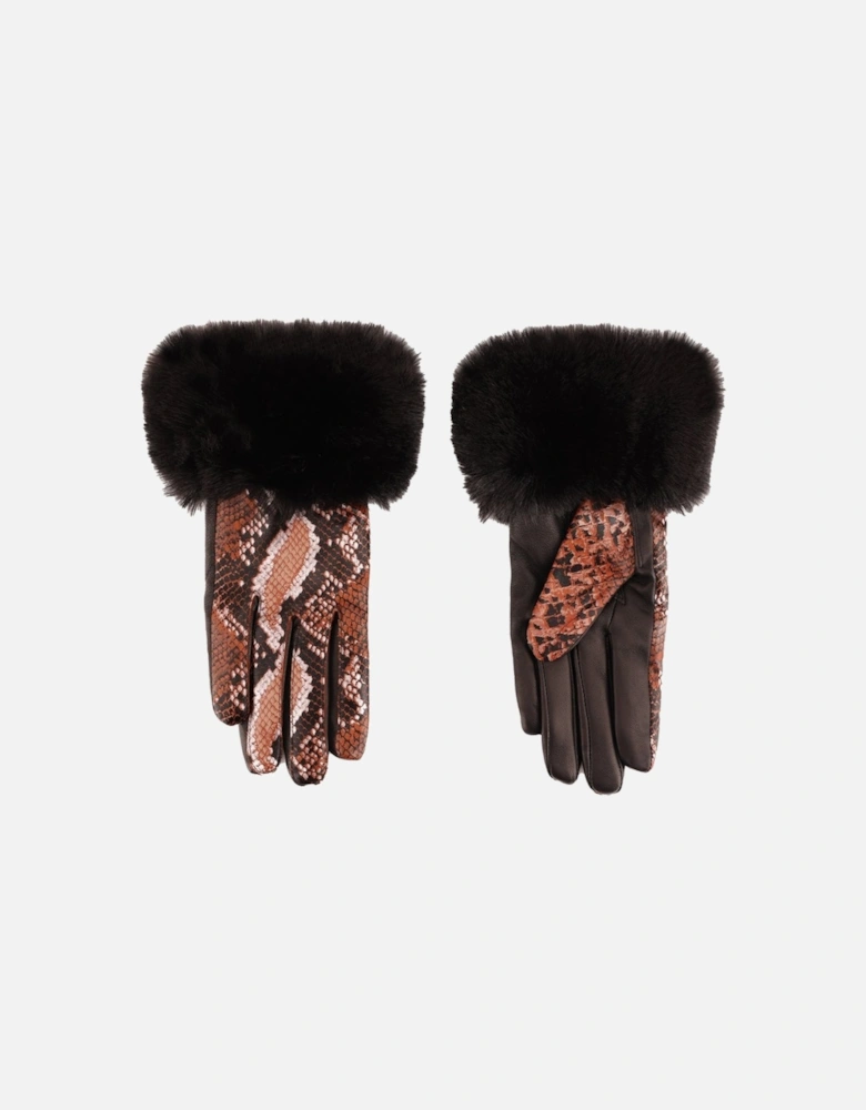 Luxe Leather Snake Print Gloves