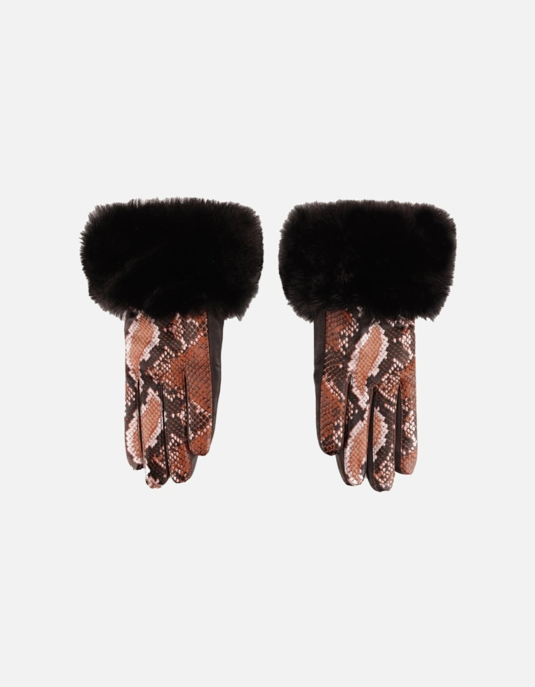 Luxe Leather Snake Print Gloves