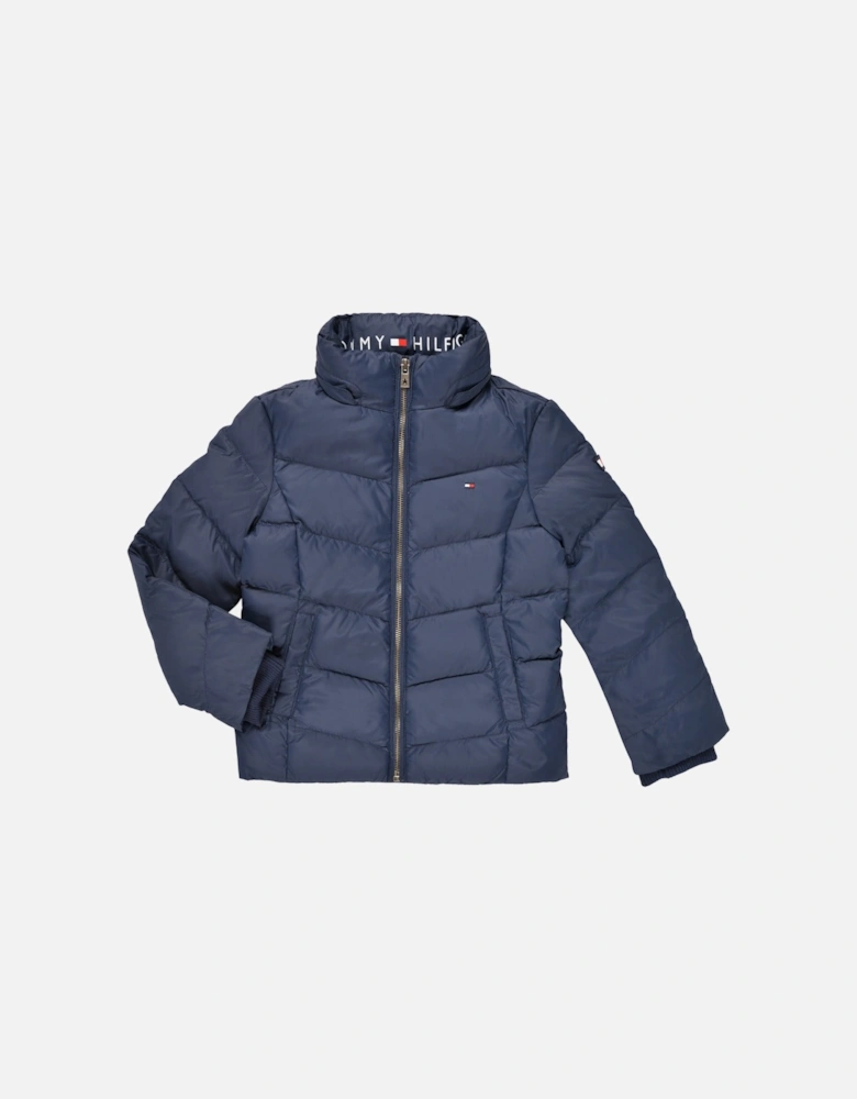Girls Navy Blue Puffer Jacket (small on size)