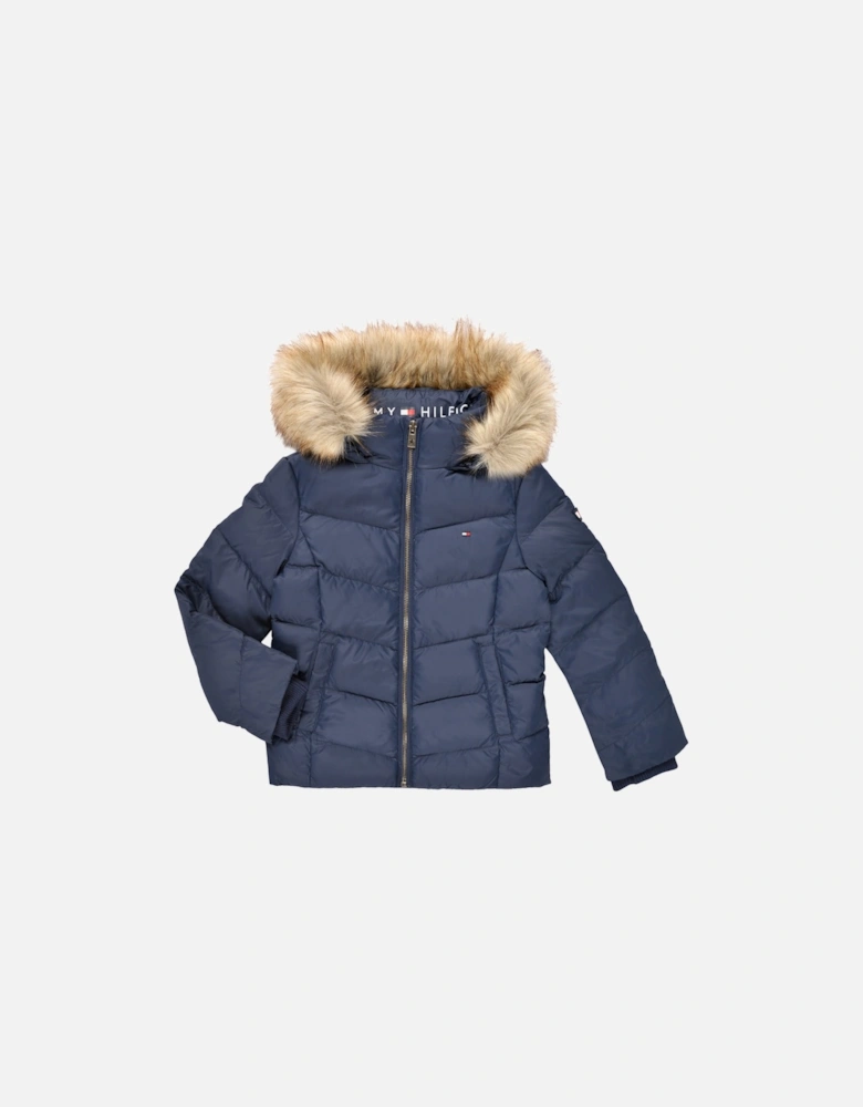 Girls Navy Blue Puffer Jacket (small on size)