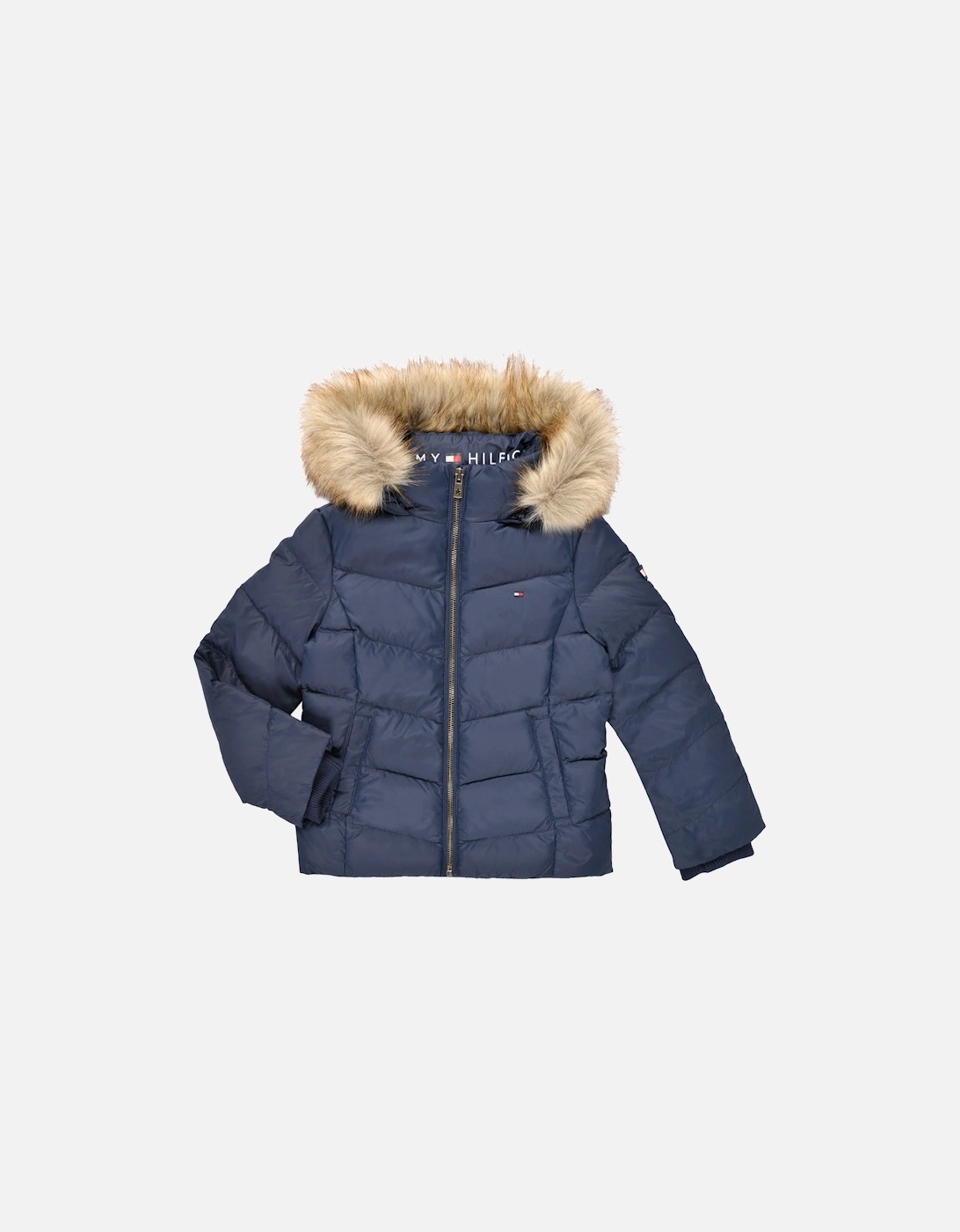 Girls Navy Blue Puffer Jacket (small on size), 6 of 5