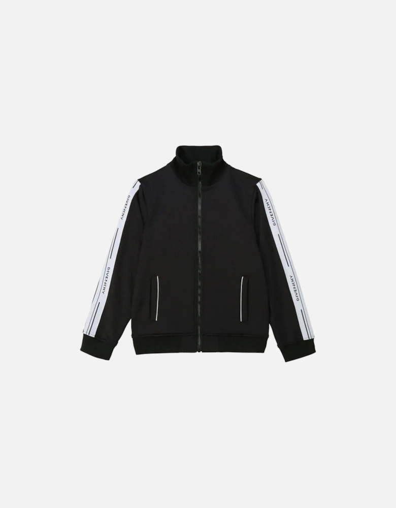 Boys Tape Logo Zip Top Black